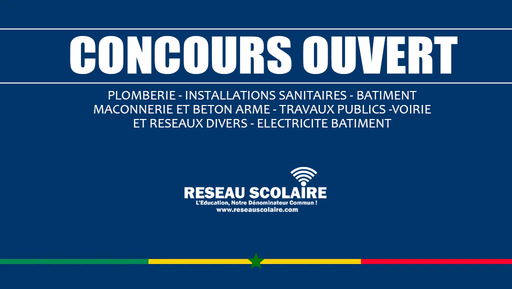 19. CONCOURS 2023 PLOMBERIE - INSTALLATIONS SANITAIRES - BATIMENT- MACONNERIE ET BETON ARME - TRAVAUX PUBLICS - VOIRIE ET RESEAUX DIVERS - ELECTRICITE BATIMENT