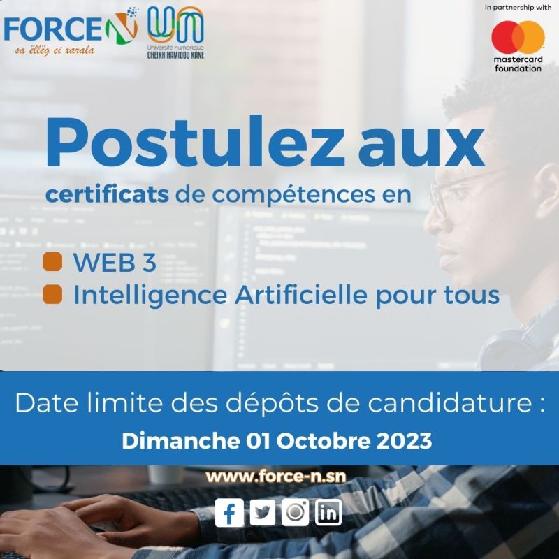 Candidature aux certificats de compétences en WEB 3 Intelligence Artificielle pour tous