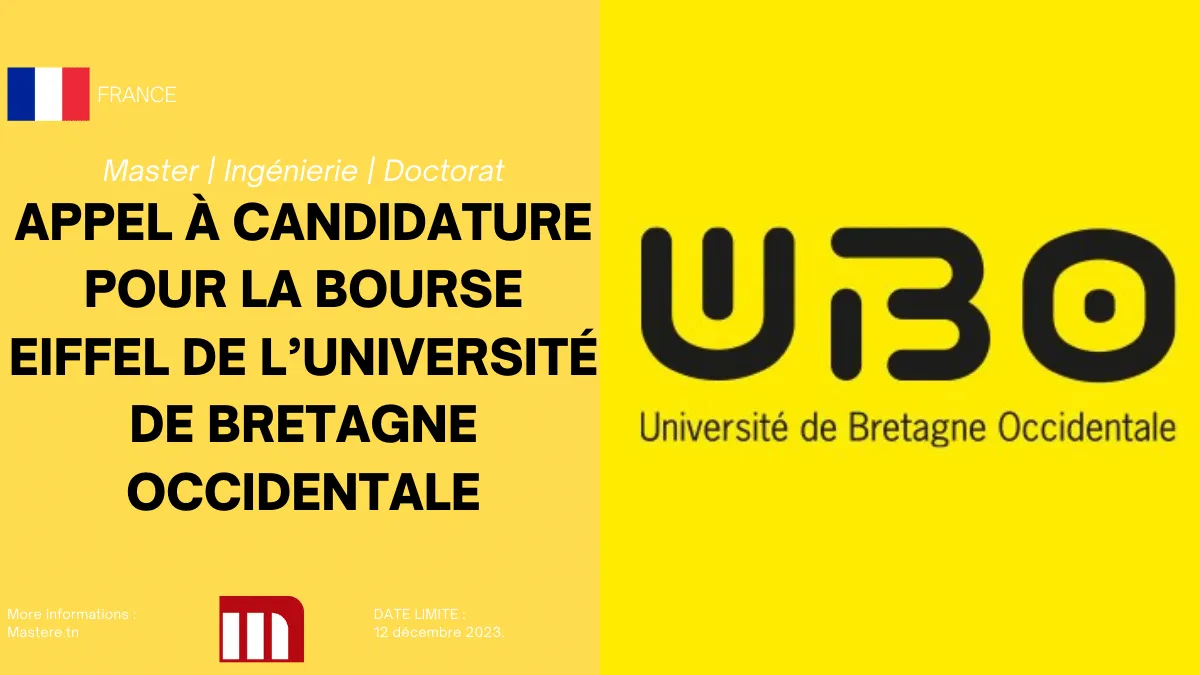 Appel à candidatures pour la Bourse Eiffel de l'UBO 2024-2025