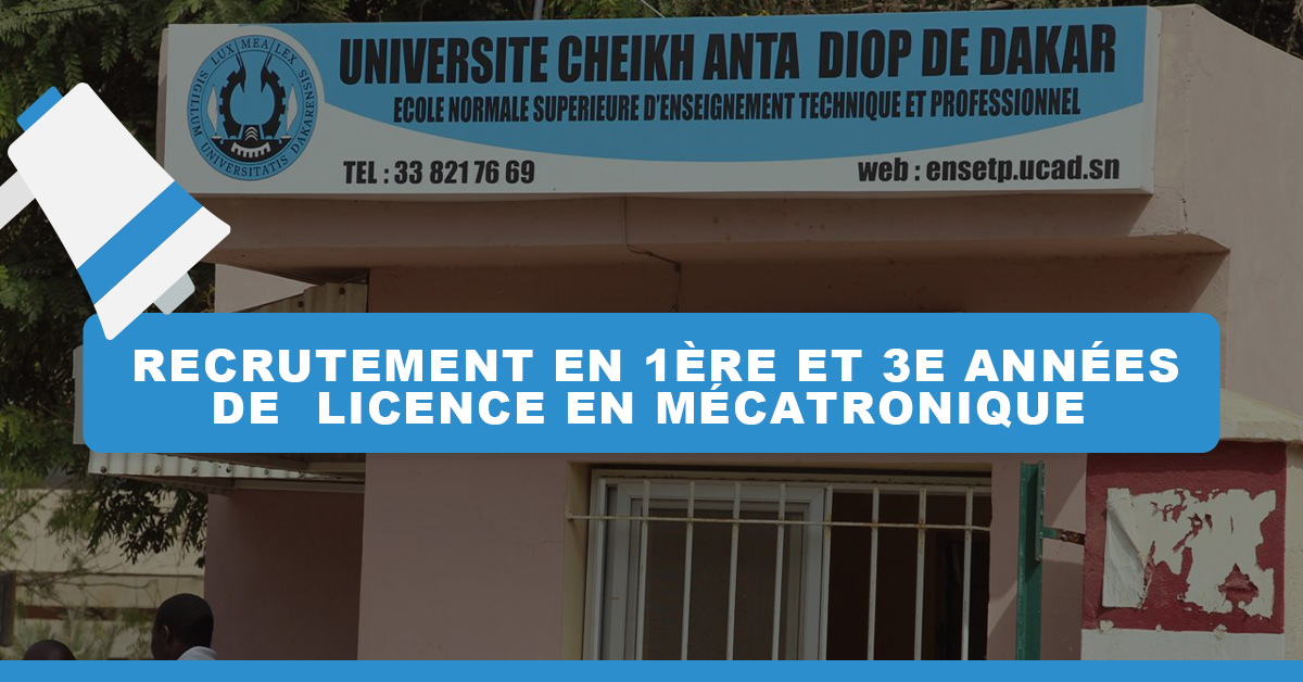 ENSETP lance le recrutement d’étudiants en 1ère et 3e années de Licence en mécatronique